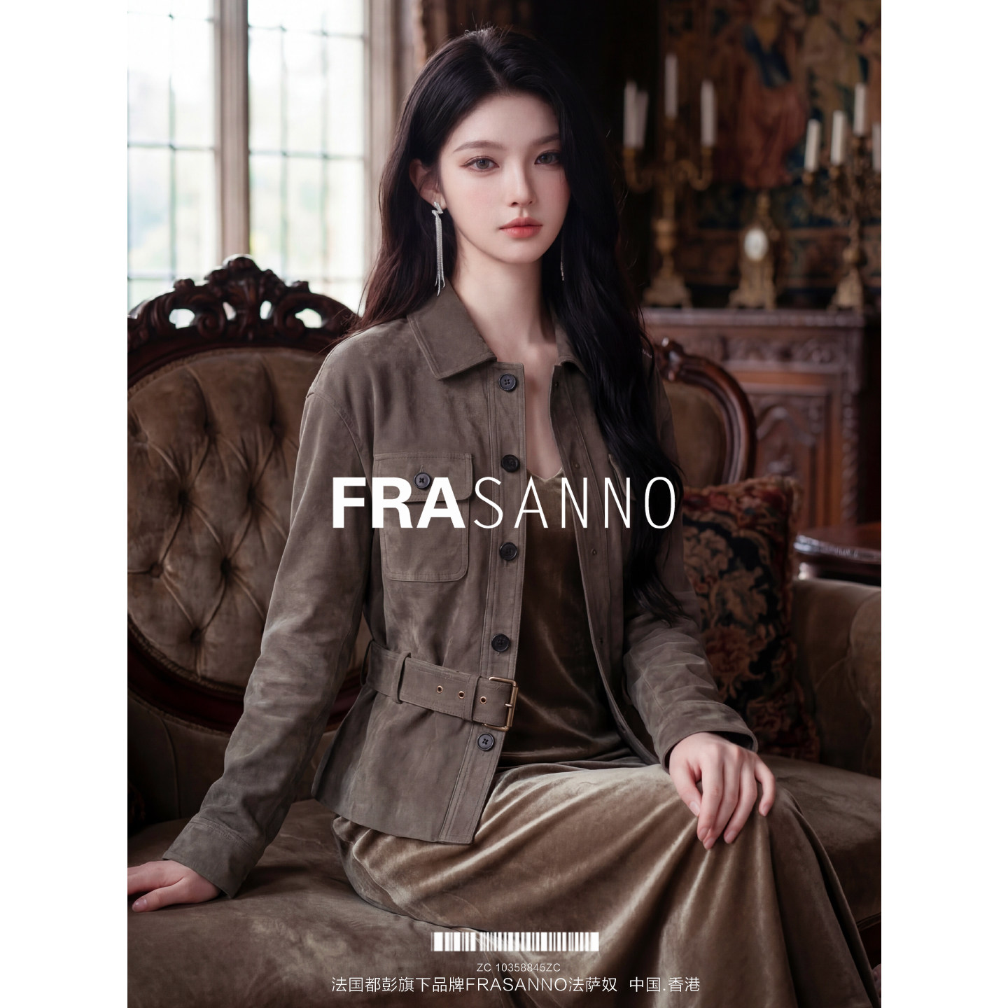 FRASANNO【女主挚爱】黑标进口绒面羊皮女外套气质时尚绵羊皮皮衣