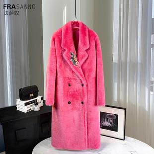 年轻款 西班牙进口拉贡皮毛一体女外套长款 时尚 新款 皮草 2024年冬季