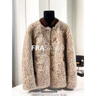 FRASANNO【千喜夫人】法国拉贡皮草女外套万针刺绣皮毛一体立领款