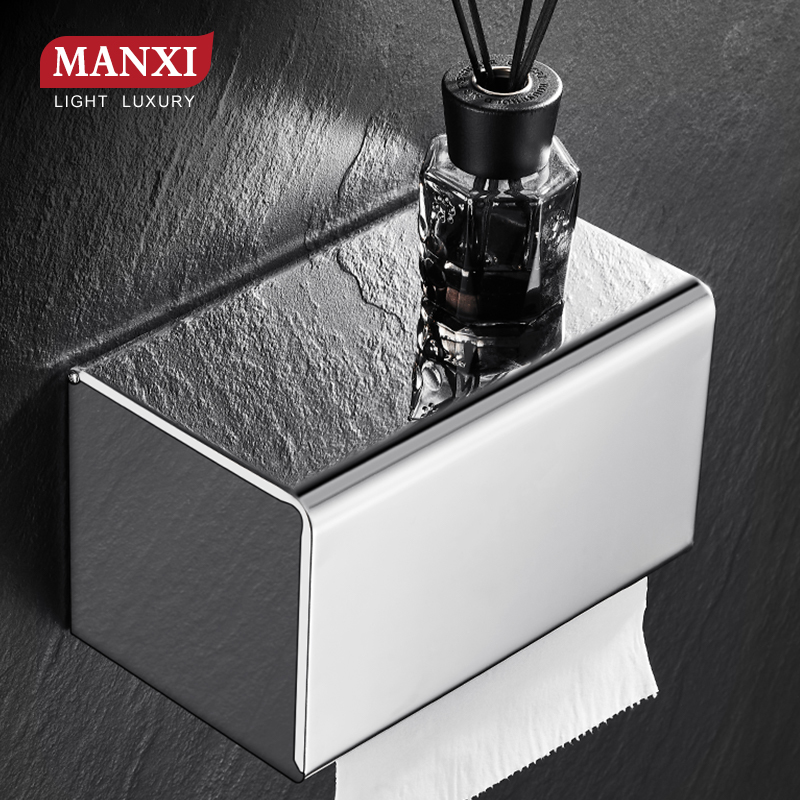 真钢!304不锈钢卫生间纸巾盒