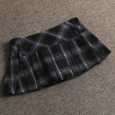 美式学院风辣妹百搭格子性感低腰迷你超短裙女百褶半身裙