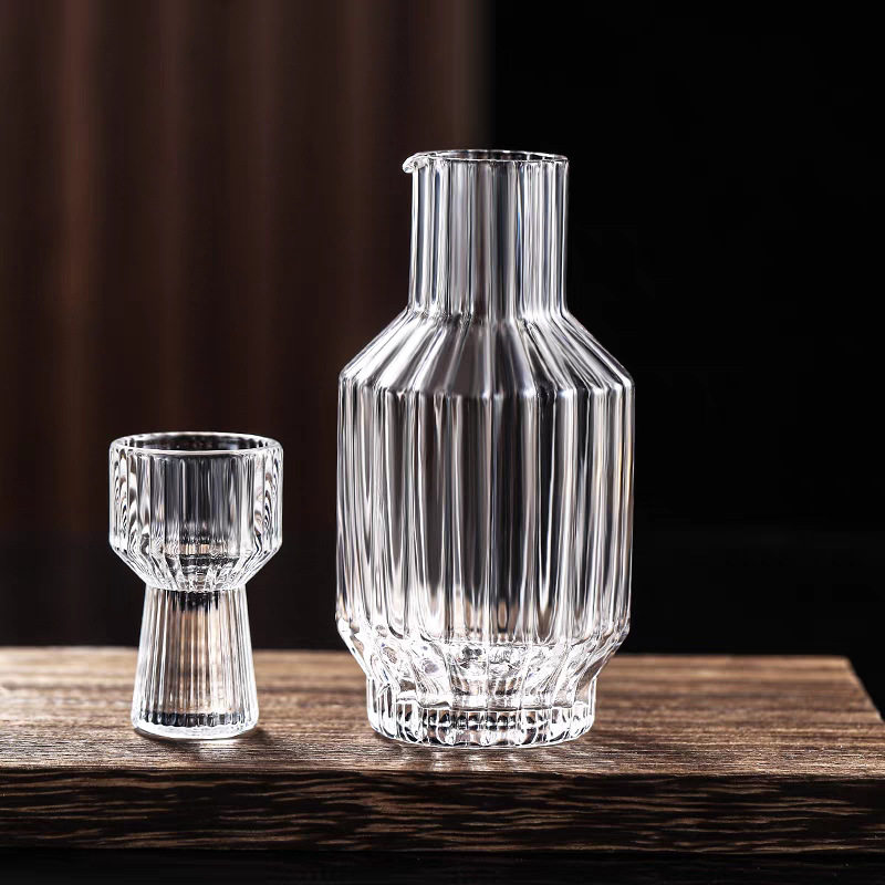 中式白酒壶分酒器家用白酒杯套装酒具条纹一壶一杯个性小号烈酒杯