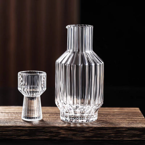 中式白酒壶分酒器家用白酒杯套装酒具条纹一壶一杯个性小号烈酒杯
