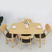 贝臻家进口实木餐桌椅北欧风现代简约小户型橡胶木餐桌椅组合