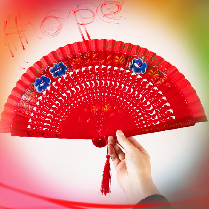 红色包邮双面西班牙7寸舞蹈扇子