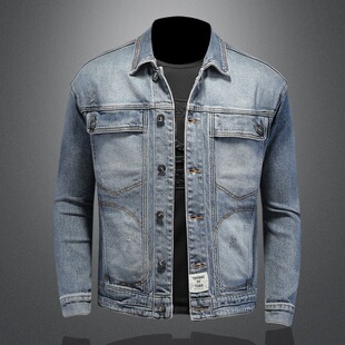 Denim jacket mens spring autumn new high elasticity slim fit