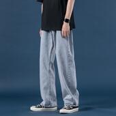 男士 Vintage 复古宽松直筒裤 浅色牛仔裤 子Jeans men loose pants