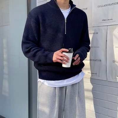 男装半拉链开衫毛衣潮流帅气百搭