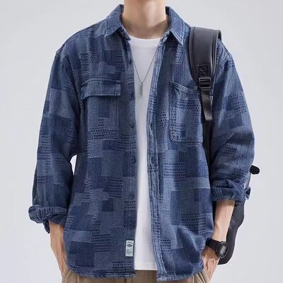 Workwear shirt men's long sleeved denim loose Japanese brand