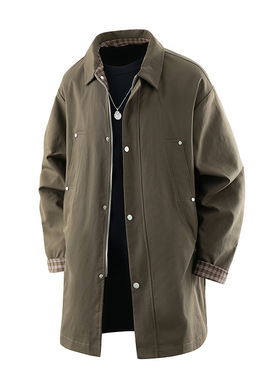 Windbreaker jacket men's autumn German style mid length coat