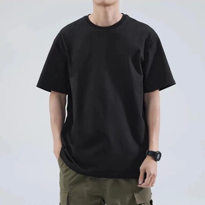 American cotton short sleeved T-shirt men's round neck loose