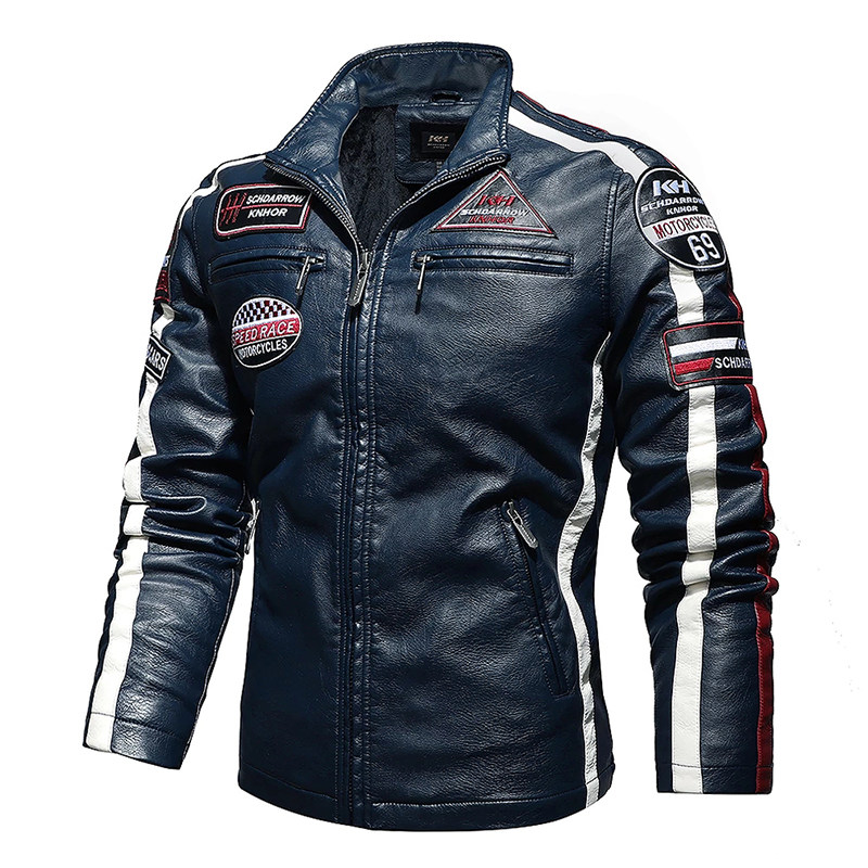 mens vintage motorcycle leather jacket male bomber coat 皮衣