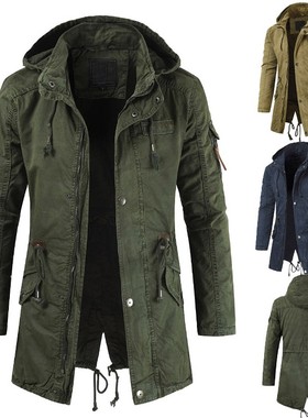 2020 long winter jacket for men hooded windbreaker夹克男风衣