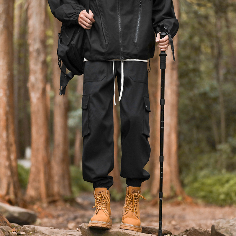 Black work pants men's spring summer 2025 loose leg pants