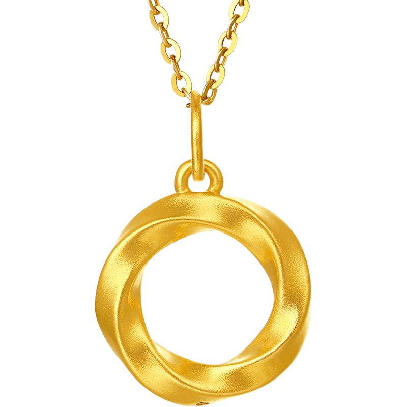 周六福黄金吊坠女定价莫比乌斯环挂坠坠子足金5d硬金礼物节日礼物