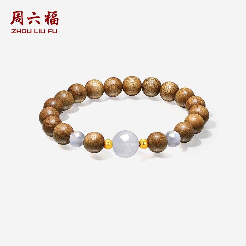 周六福足金月光石手串