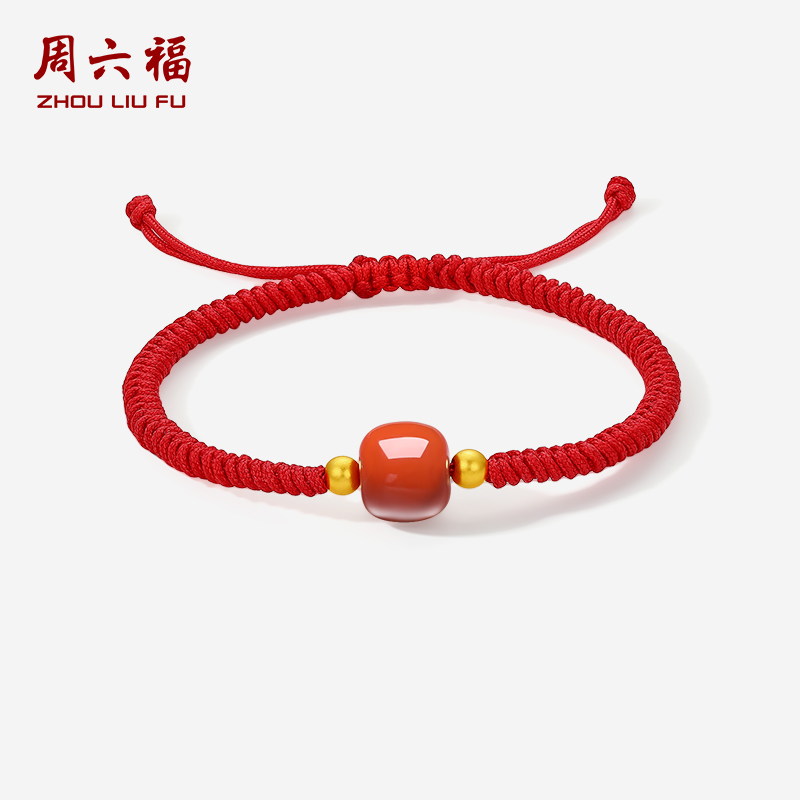 周六福黄金玛瑙手绳女款