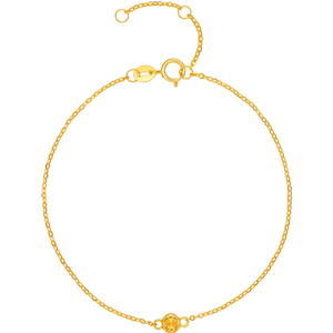 周六福黄18K金手链女猫眼金珠手饰多彩金Au750甜美送女友七夕礼物