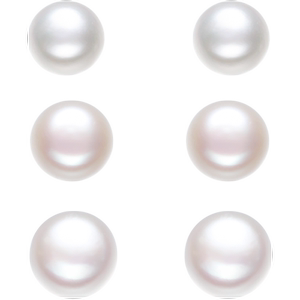 周六福S925银珍珠耳钉女白色馒头珠优雅素淡水珍珠耳饰节日礼物