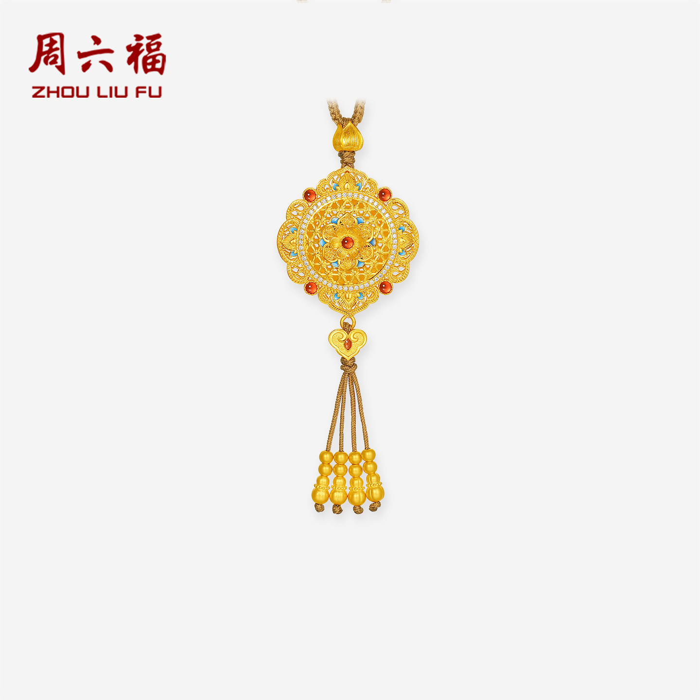 周六福黄金镶嵌钻石吊坠女款