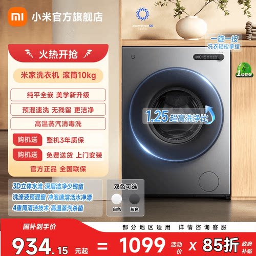 小米米家洗衣机滚筒10kg灰色