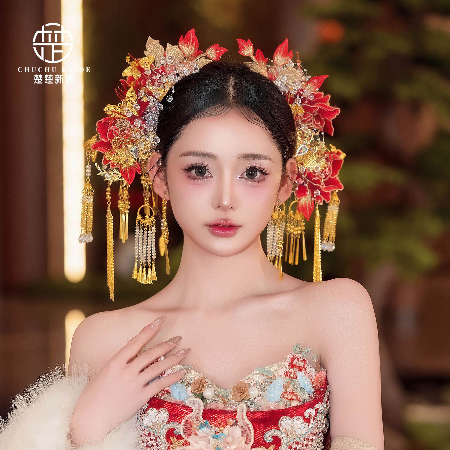 秀禾服花朵古装古典琉璃中式