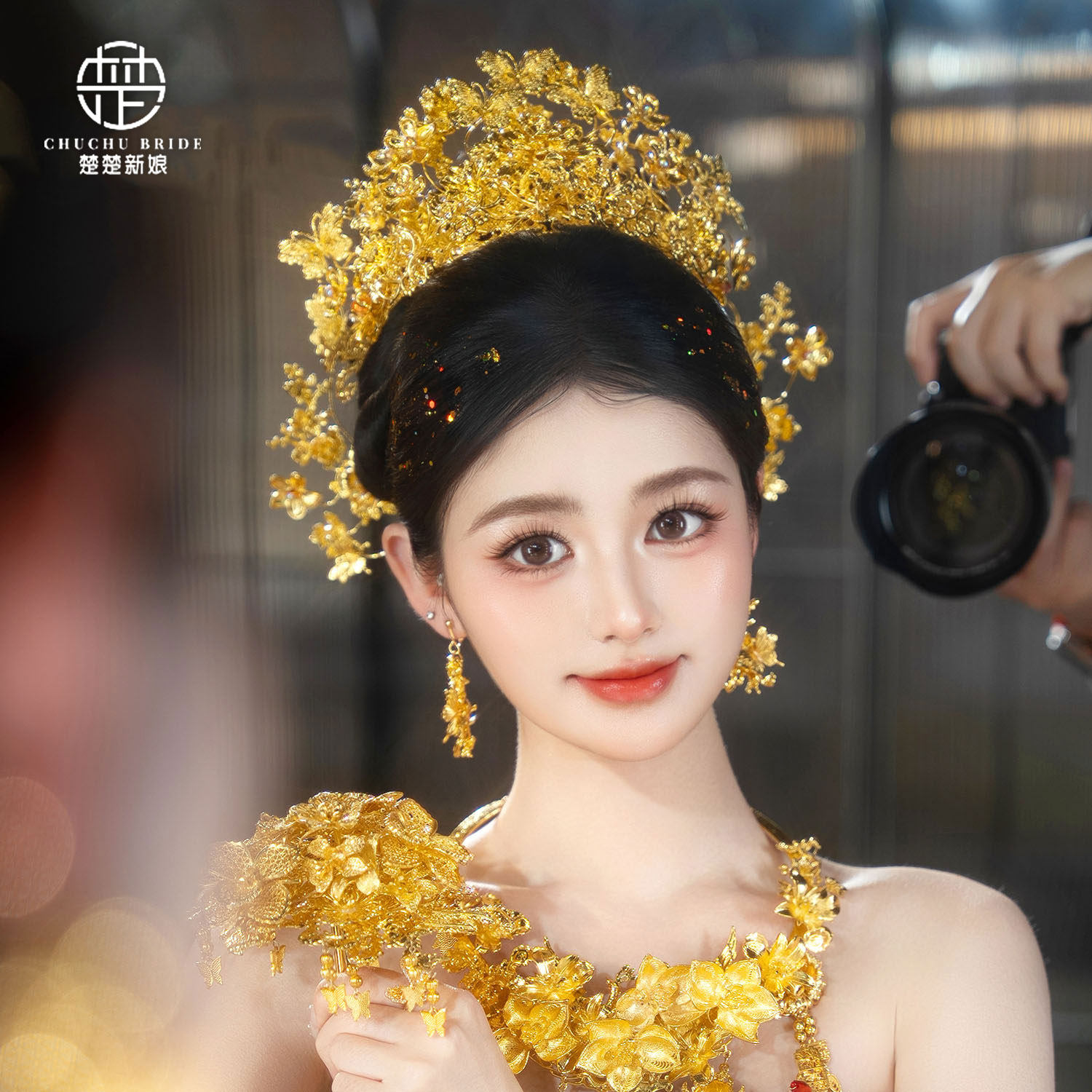 新中式龙凤褂新娘凤冠发饰套装