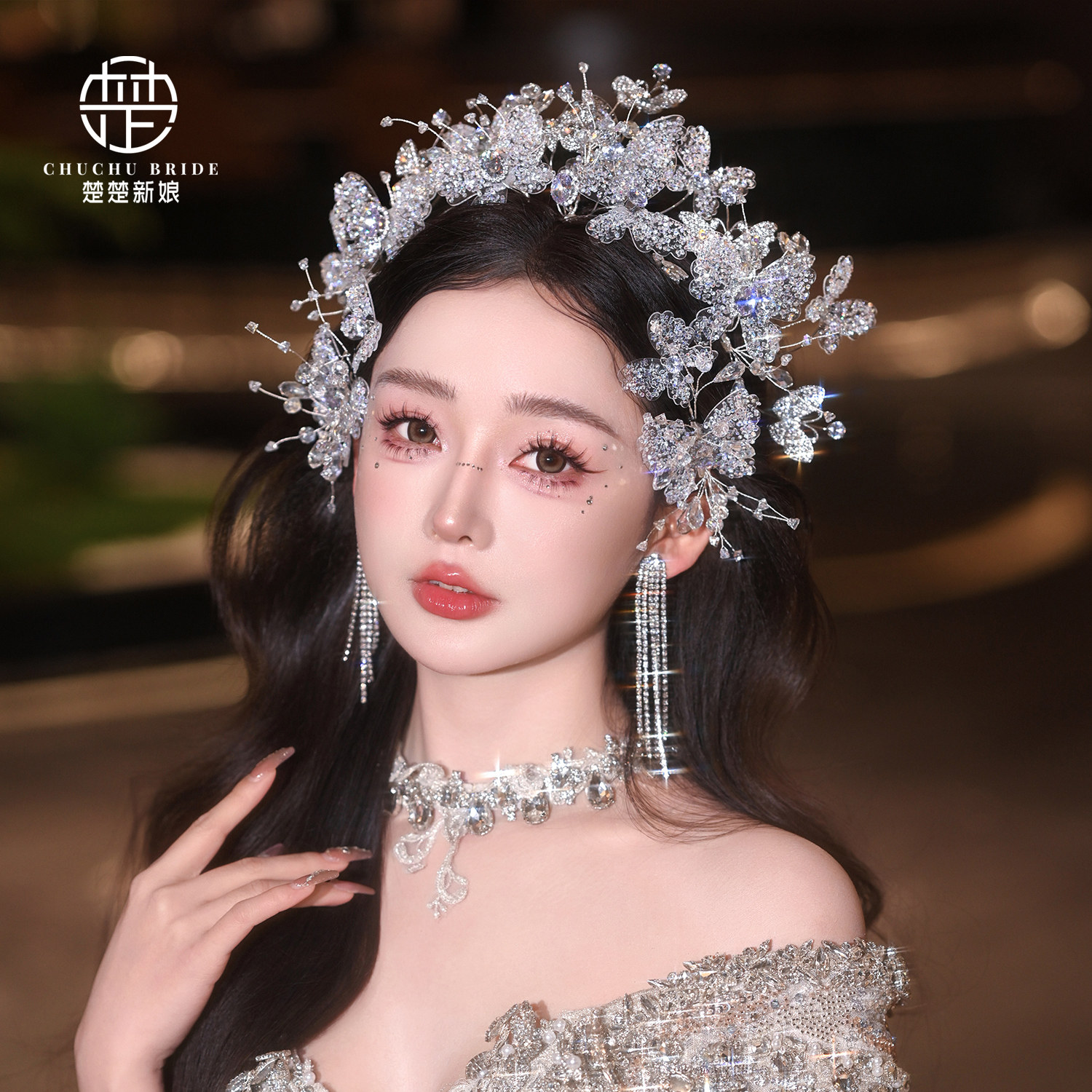 新款轻奢公主风额链吊坠皇冠头饰高级感结婚新娘头饰生日皇冠