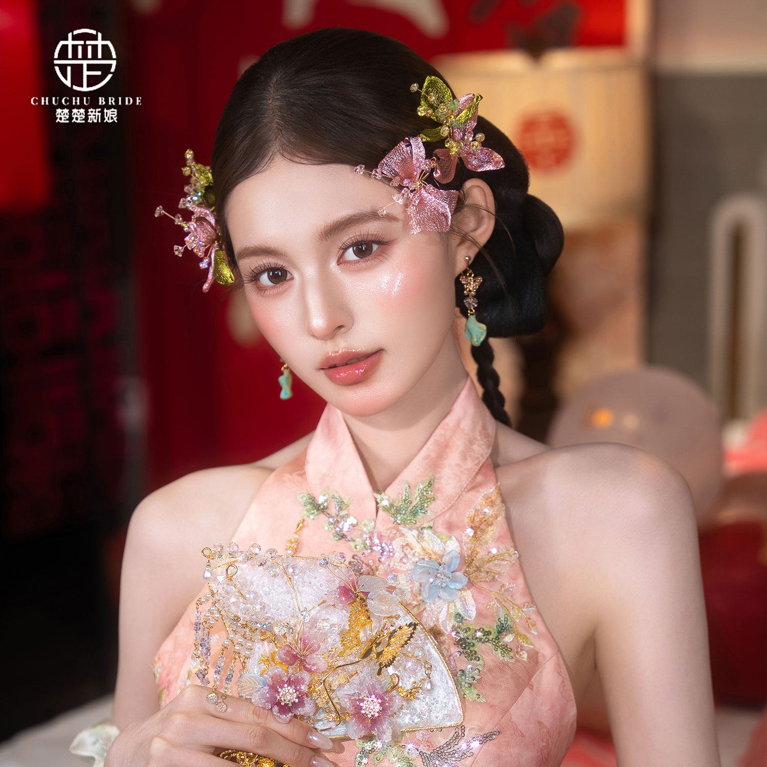 新中式手工边夹新娘头饰