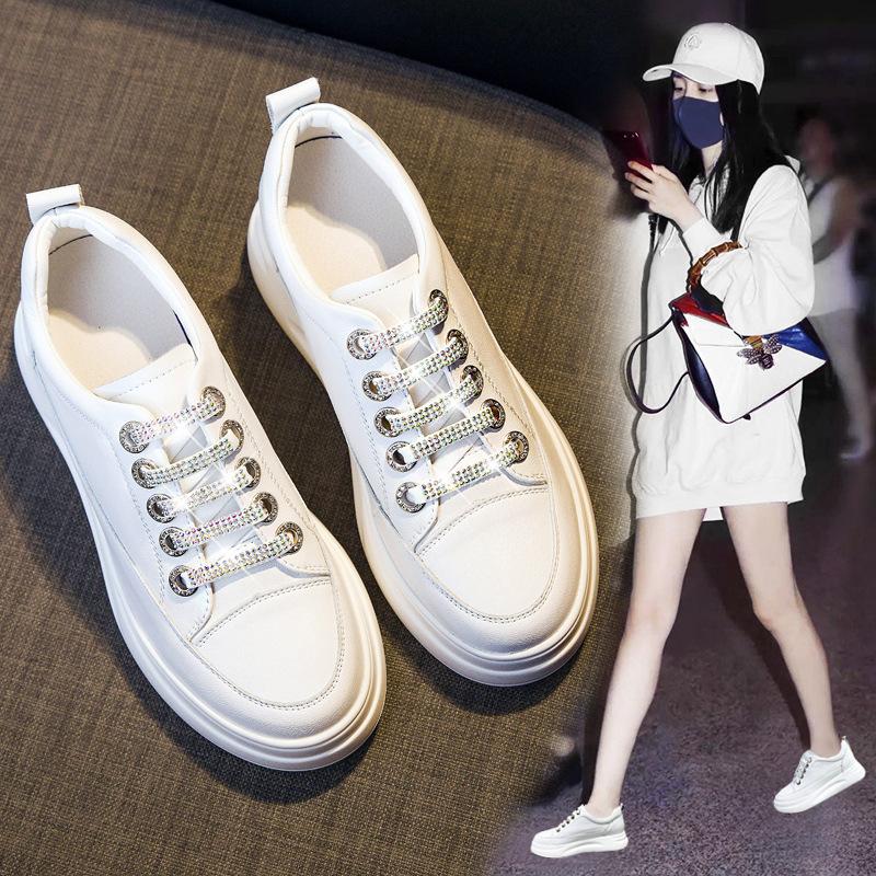 厚底小白鞋女款显脚小真皮2024春新款内增高女鞋百搭休闲单鞋板鞋