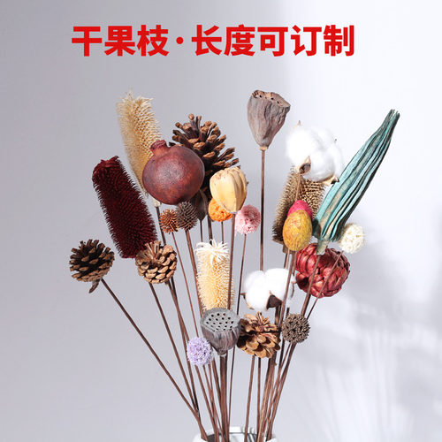 松果橡果松塔带杆插花禅意装饰摆设北欧风干花简约日式拍摄道具 - 封面