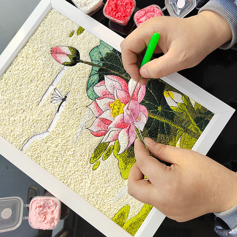 二十四节气纸浆画非遗手工diy材料包儿童风景装饰画填色减压填充图片
