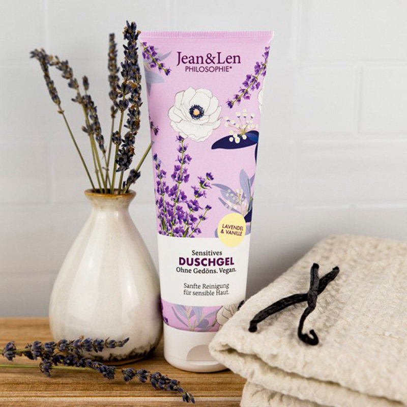 现货德国jeanlen杰恩琳恩纯素合欢花紫米滋润清爽通用沐浴露300ml