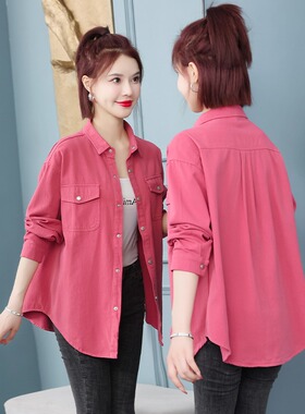 春季新款长袖宽松牛仔衬衫女秋冬衬衣外套洋气外穿显瘦气质上衣服