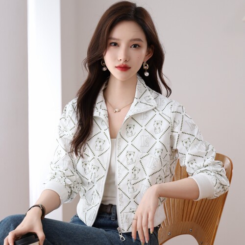 印花夹克短款外套上衣女春秋新款