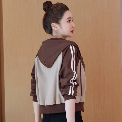 春秋连帽夹克棒球服上衣女小个子