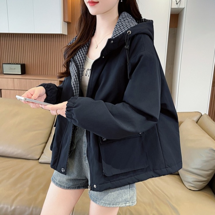 秋冬新款冲锋衣外套女士百搭冬季加厚保暖小个子工装夹克风衣棉服