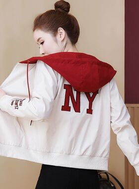 春秋短款外套女小个子减龄洋气百搭休闲小个子春季夹克棒球服上衣