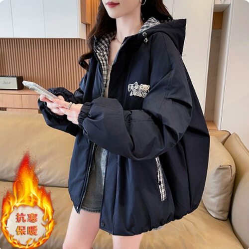 百搭休闲夹克棉衣外套女秋冬新款