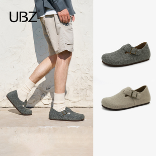 灰色毛毡鞋 勃肯鞋 2025年新款 秋一脚蹬单鞋 UBZ 百搭全包博肯鞋 男士