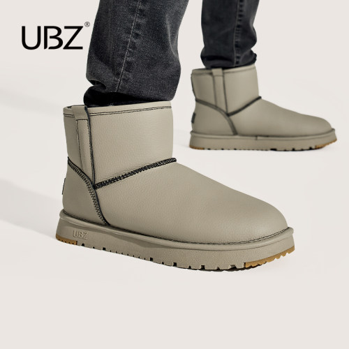 UBZ皮面厚底加绒保暖防滑雪地靴