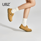 UBZ 魔术贴真皮复古博肯女鞋 防水全包勃肯鞋 女外穿软底2026春新款