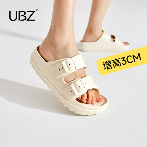 UBZ厚底夏款沙滩凉鞋一字带凉拖