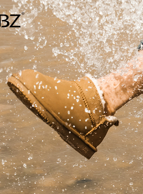 UBZ 防水雪地靴女2026新款一脚蹬冬季加厚低帮短靴面包鞋加绒棉鞋