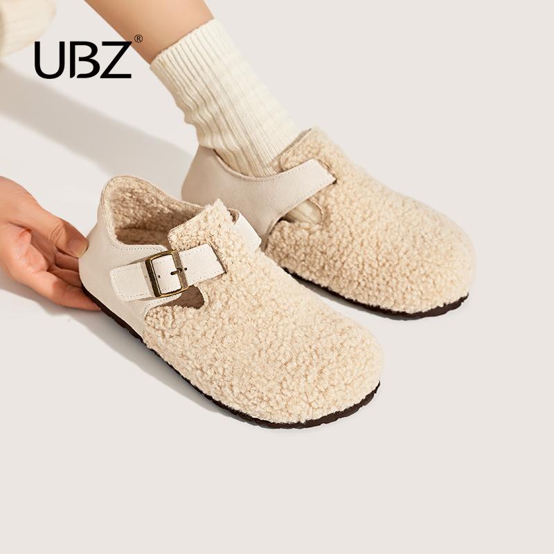 ubz勃肯鞋加绒冬毛毛棉鞋一脚蹬