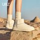 防水白色皮面雪地靴女2026年新款 冬季 加绒加厚面包鞋 UBZ 防滑棉鞋