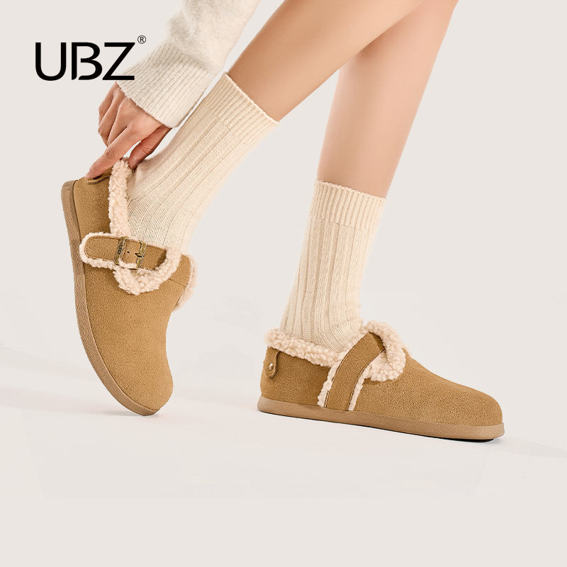 UBZ防水加绒勃肯真皮一脚蹬棉鞋