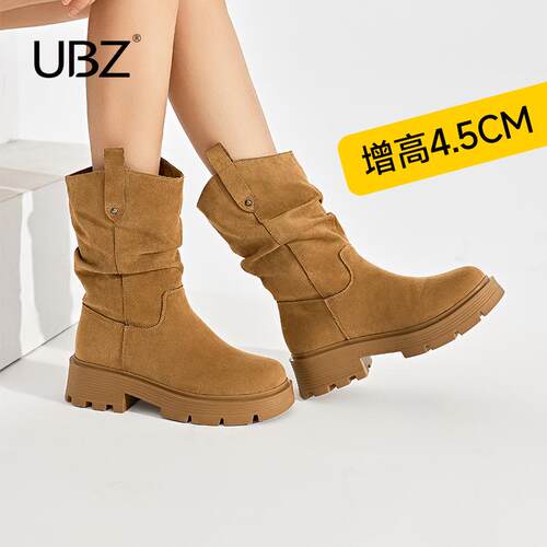 骑士靴ubz防水厚底堆堆靴复古