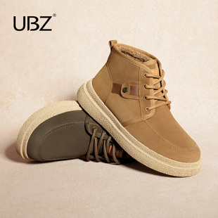 休闲百搭保暖工装 时尚 靴马丁短靴 防水加绒雪地靴男2025冬新款 UBZ