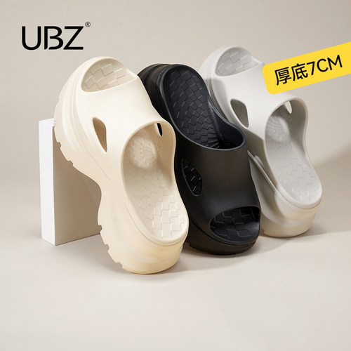 UBZ厚底凉拖鞋新款增高一字休闲